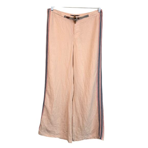 Ralph Lauren Blue Label Women's Linen Wide Leg Pant Cream/ Tan Size 10